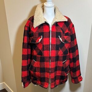 Vintage Buffalo Plaid Sherpa-Lined Jacket